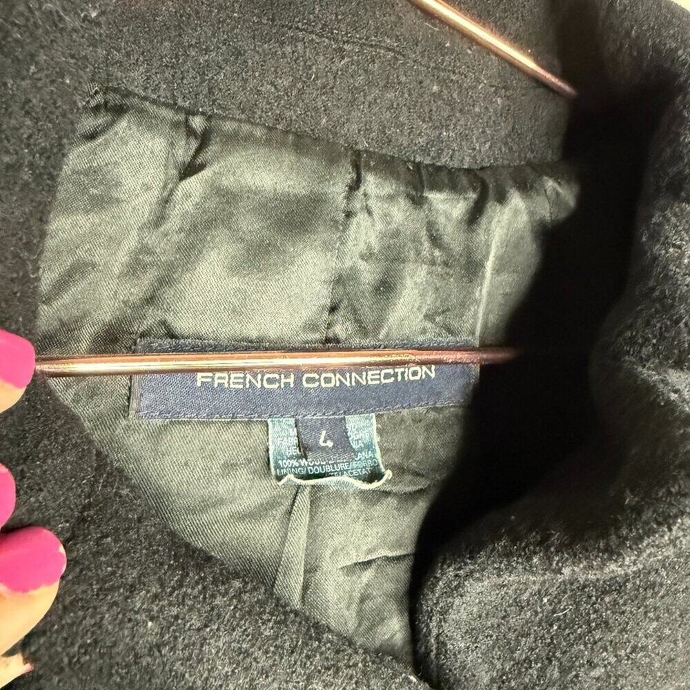 French Connection Womens Wool Pea Coat Size 4 Waist Length Wool Academia Preppy - Picture 3 of 7
